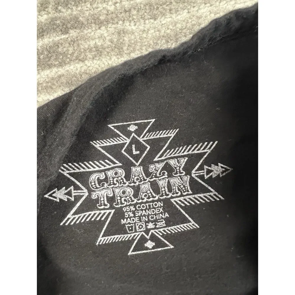 Crazy Train Top Womens‎ Large Multicolor Check Raglan Sleeves Cow Graphic - Picture 11 of 12